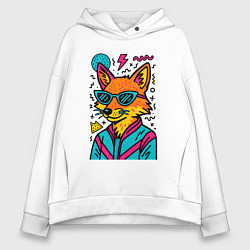 Толстовка оверсайз женская Лиса поп арт, цвет: белый