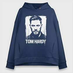 Толстовка оверсайз женская Том Харди в краске экспрессия, цвет: тёмно-синий