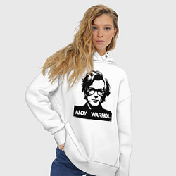 Толстовка оверсайз женская Энди Уорхол портретный образ, цвет: белый — фото 2