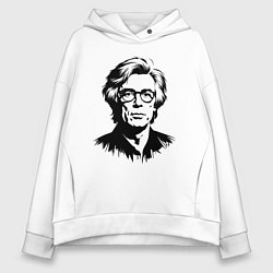 Толстовка оверсайз женская Энди Уорхол черный портрет, цвет: белый