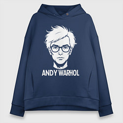Толстовка оверсайз женская Энди Уорхол в аниме стиле, цвет: тёмно-синий