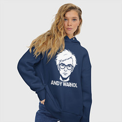 Толстовка оверсайз женская Энди Уорхол в аниме стиле, цвет: тёмно-синий — фото 2