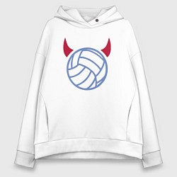 Толстовка оверсайз женская Volleyball devil, цвет: белый