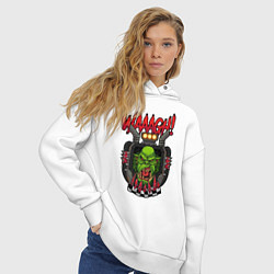 Толстовка оверсайз женская Warhammer orc waaagh, цвет: белый — фото 2