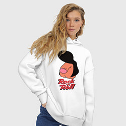 Толстовка оверсайз женская Логотип rock n roll мем, цвет: белый — фото 2