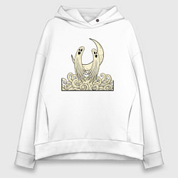 Толстовка оверсайз женская Два духа под луной, цвет: белый