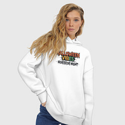 Толстовка оверсайз женская Halloween vibes horror night, цвет: белый — фото 2