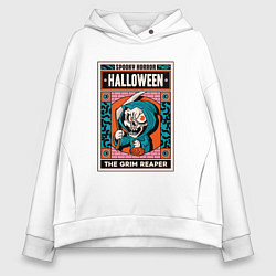 Толстовка оверсайз женская Halloween grim reaper, цвет: белый