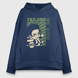 Толстовка оверсайз женская Тандзиро Камадо клинок, цвет: тёмно-синий