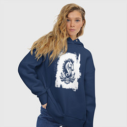 Толстовка оверсайз женская Белый жеребец, цвет: тёмно-синий — фото 2