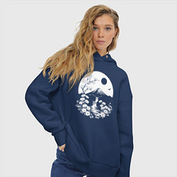 Толстовка оверсайз женская Лунная гармония Фудзи, цвет: тёмно-синий — фото 2