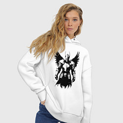 Толстовка оверсайз женская Черный рыцарь с крыльями, цвет: белый — фото 2