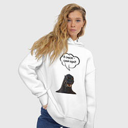 Толстовка оверсайз женская Не люблю сухой корм кот кошка, цвет: белый — фото 2