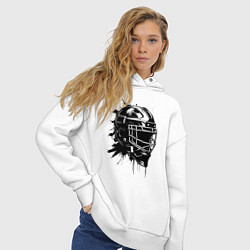 Толстовка оверсайз женская Чёрная хоккейная маска, цвет: белый — фото 2