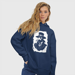 Толстовка оверсайз женская Чумной доктор в шляпе, цвет: тёмно-синий — фото 2