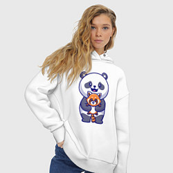 Толстовка оверсайз женская Две панды, цвет: белый — фото 2