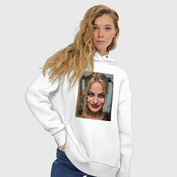 Толстовка оверсайз женская Харли Квинн - Марго Робби, цвет: белый — фото 2