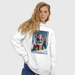 Толстовка оверсайз женская Дед Морозио и Принцесса Снегурочка: c подарками в, цвет: белый — фото 2