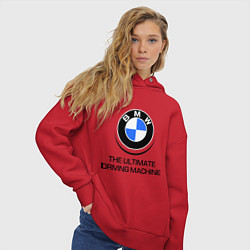 Толстовка оверсайз женская BMW Driving Machine, цвет: красный — фото 2