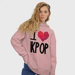 Толстовка оверсайз женская I love kpop, цвет: пыльно-розовый — фото 2