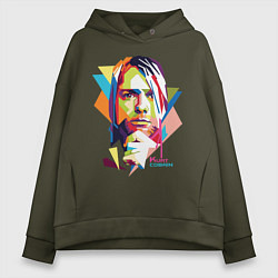 Толстовка оверсайз женская Kurt Cobain: Colors, цвет: хаки