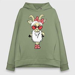 Толстовка оверсайз женская Козочка, цвет: авокадо