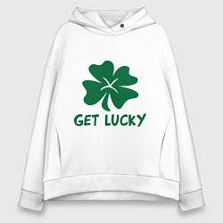 Толстовка оверсайз женская Get lucky, цвет: белый