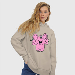 Толстовка оверсайз женская Розовый слон, цвет: миндальный — фото 2