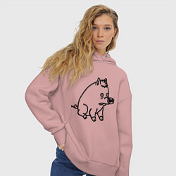 Толстовка оверсайз женская Pig, цвет: пыльно-розовый — фото 2
