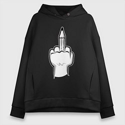 Толстовка оверсайз женская Fuck pencil, цвет: черный