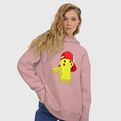 Толстовка оверсайз женская Пикачу, цвет: пыльно-розовый — фото 2