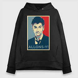 Толстовка оверсайз женская Allons-y Poster, цвет: черный