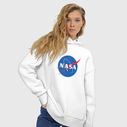 Толстовка оверсайз женская NASA: Logo, цвет: белый — фото 2