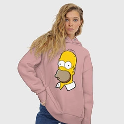 Толстовка оверсайз женская Sad Homer, цвет: пыльно-розовый — фото 2