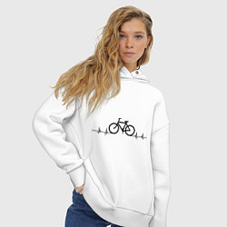 Толстовка оверсайз женская Велоспорт, цвет: белый — фото 2