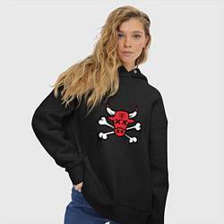 Толстовка оверсайз женская Chicago Bulls (череп), цвет: черный — фото 2