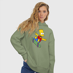 Толстовка оверсайз женская Барт на скейте, цвет: авокадо — фото 2