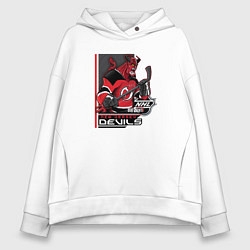 Толстовка оверсайз женская New Jersey Devils, цвет: белый