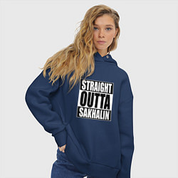 Толстовка оверсайз женская Straight Outta Sakhalin, цвет: тёмно-синий — фото 2