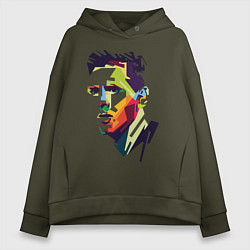 Толстовка оверсайз женская Lionel Messi: fun-art, цвет: хаки