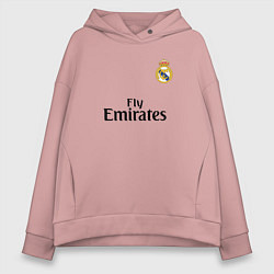 Толстовка оверсайз женская Real Madrid: Fly Emirates, цвет: пыльно-розовый