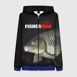 Толстовка на молнии женская The best fisherman, цвет: 3D-синий