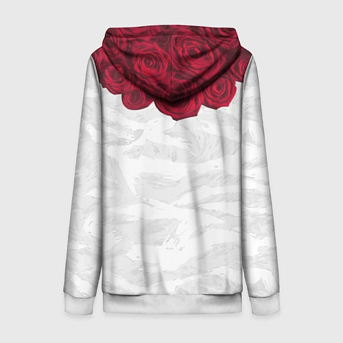 Женская толстовка на молнии Roses White / 3D-Белый – фото 2