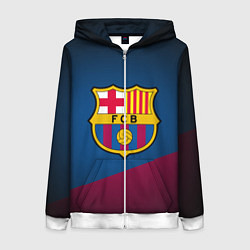 Толстовка на молнии женская FCB Barcelona, цвет: 3D-белый