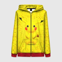 Толстовка на молнии женская Pikachu, цвет: 3D-красный
