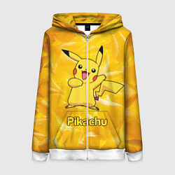 Толстовка на молнии женская Pikachu, цвет: 3D-белый