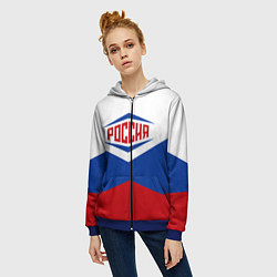 Толстовка на молнии женская Россия 2016, цвет: 3D-синий — фото 2