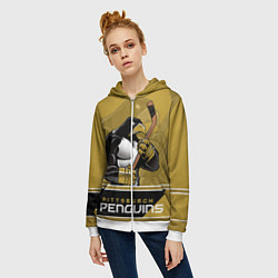 Толстовка на молнии женская Pittsburgh Penguins, цвет: 3D-белый — фото 2