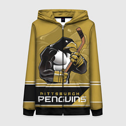 Толстовка на молнии женская Pittsburgh Penguins, цвет: 3D-черный