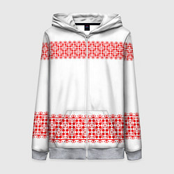 Женская толстовка на молнии Славянский орнамент (на белом)